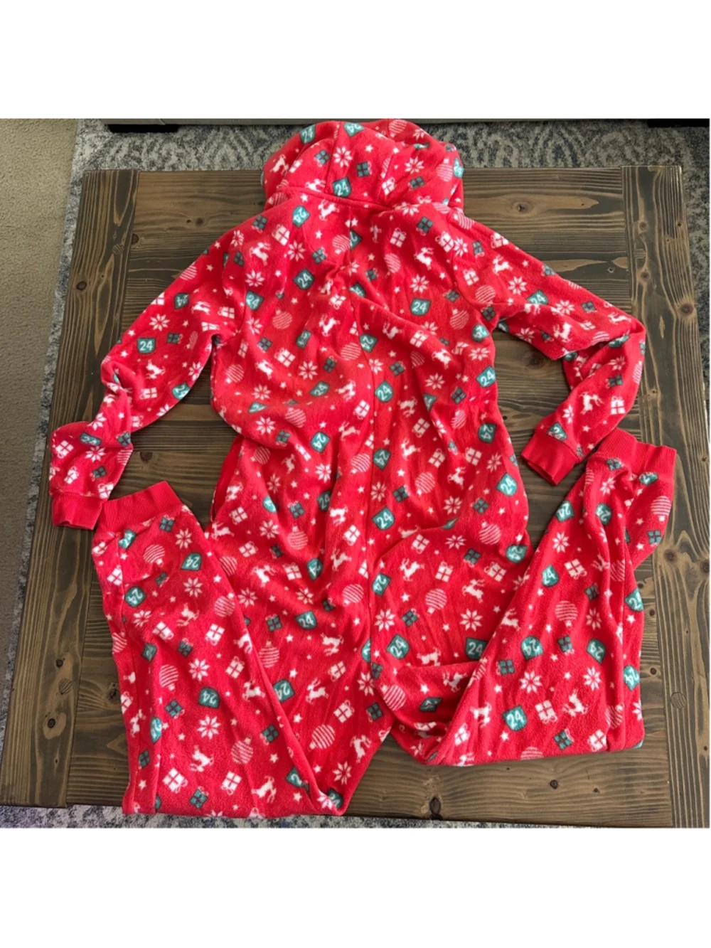 Girls Esmara Christmas One-Piece Pajamas M 8/10 Red Snowflakes Reindeer